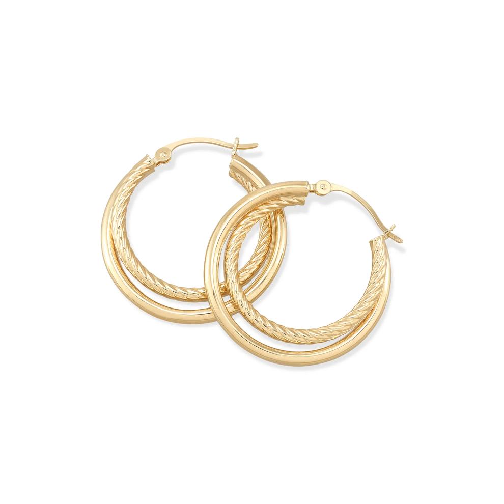 Twisted Tube Hoop Earrings in 14K Yellow Gold, 25x25mm – Image 2 of 2