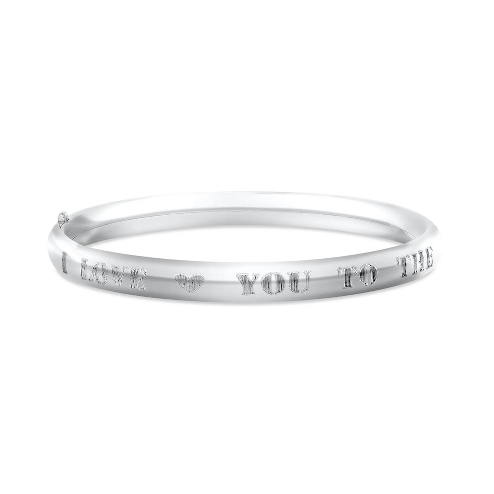 Children's "I Love You To The Moon &amp; Back" Bangle Bracelet in Sterling Silver – Image 1 of 2