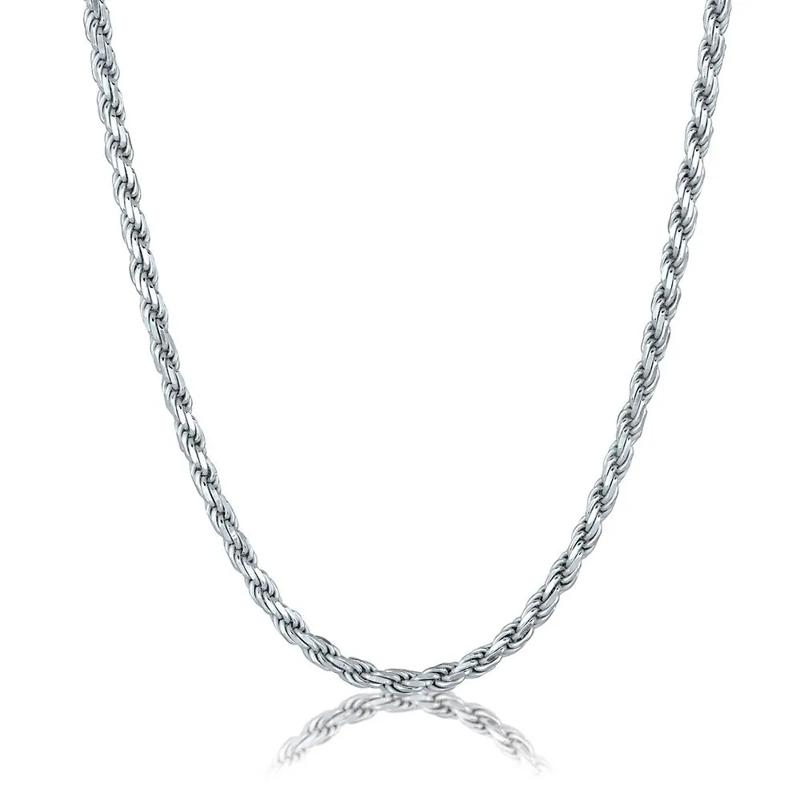 Diamond Cut Rope Chain in Sterling Silver, 24&quot; – Image 1 of 2