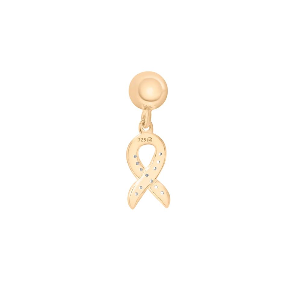 Diamond Accent Ribbon Bead Charm in Vermeil – Image 3 of 3