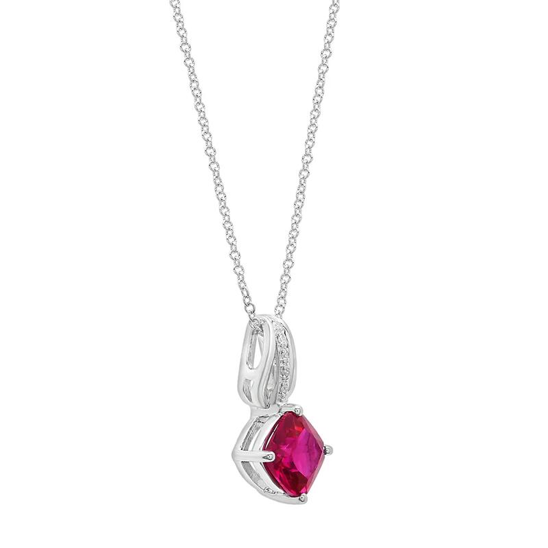 Lab Created Ruby &amp; Diamond Pendant &amp; Earring Boxed Set in Sterling Silver – Image 4 of 6