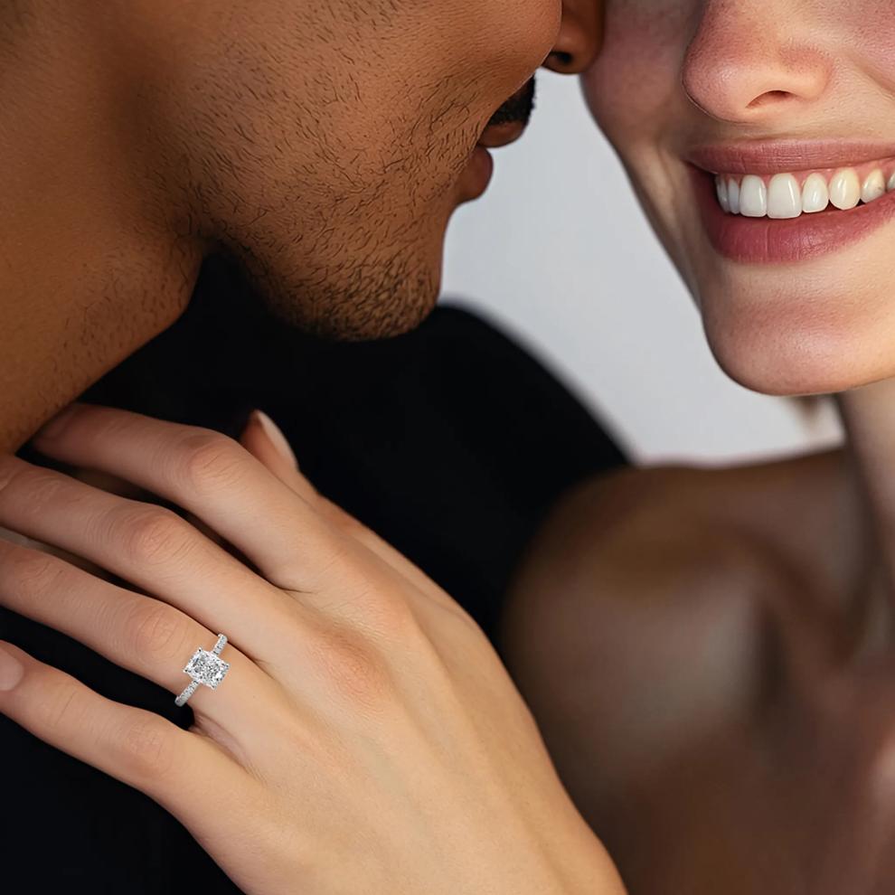 Lab Grown Diamond Elongated Cushion Engagement Ring in 14K White Gold (2 1/4 ct. tw.) – Image 5 of 5