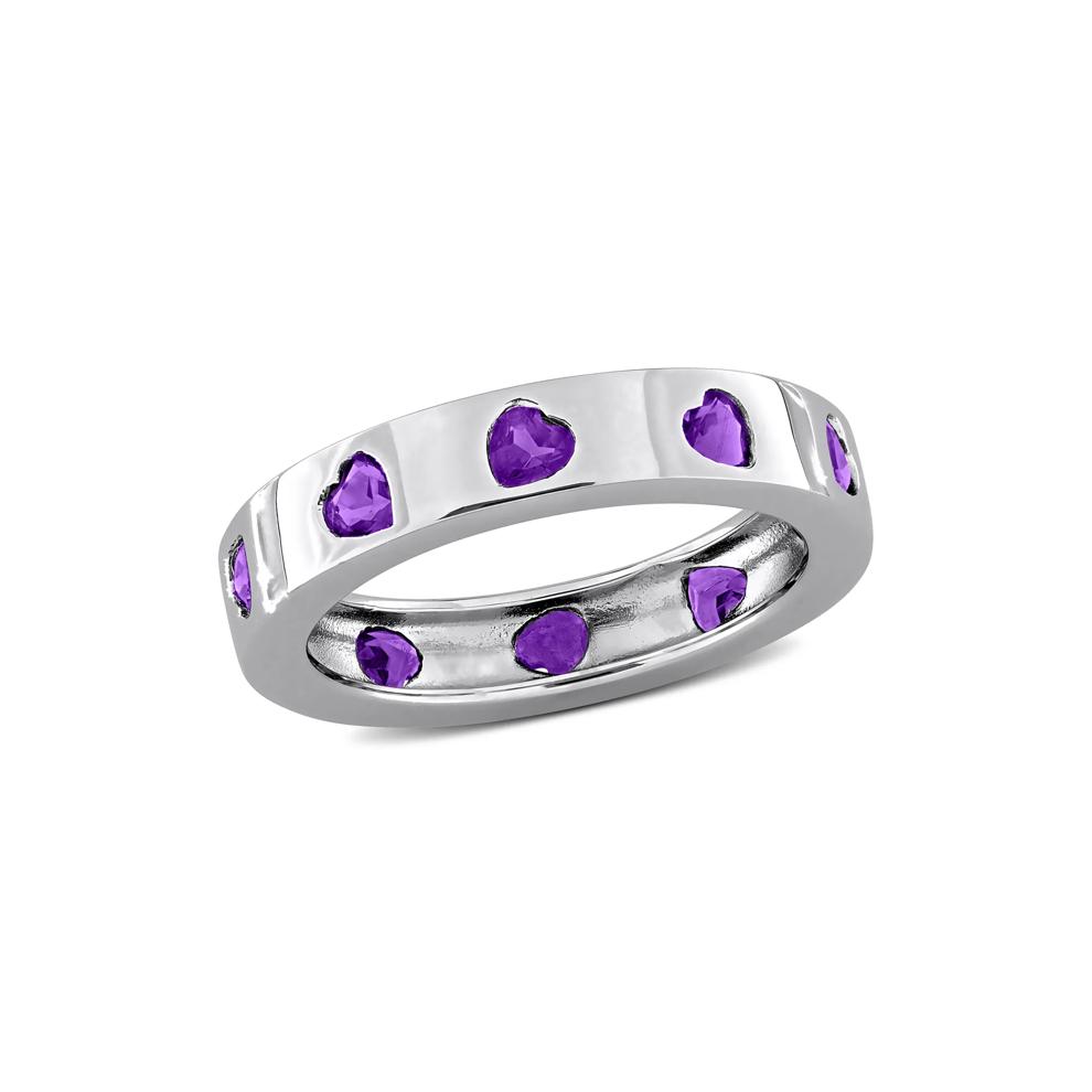 Heart-Shaped Amethyst Eternity Band in Sterling Silver – Image 4 of 7
