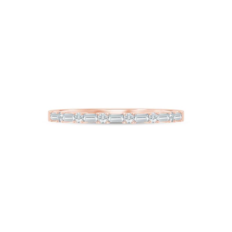 Lab Grown Diamond Baguette and Round Band in 10K Rose Gold &#40;1/4 ct. tw.&#41; – Image 1 of 3