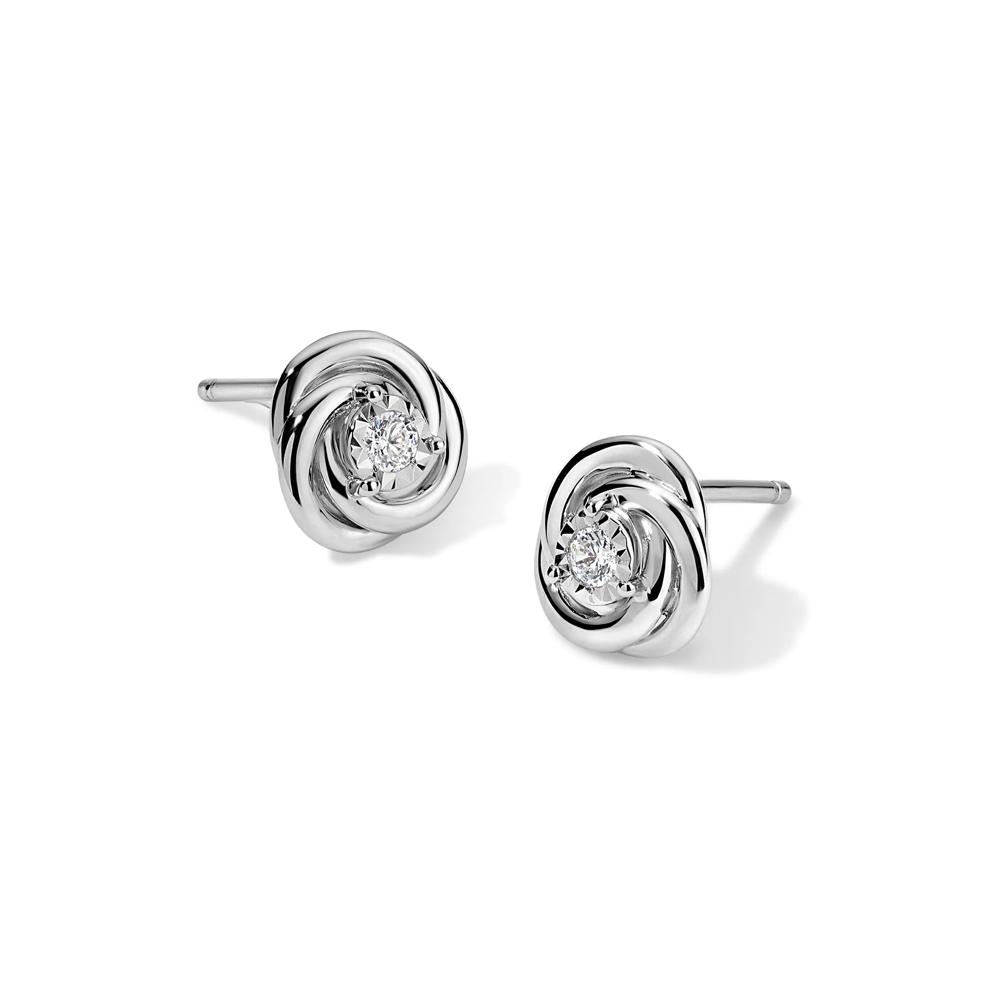 Diamond Rosette Stud Earrings in Sterling Silver (1/10 ct. tw.) – Image 1 of 2