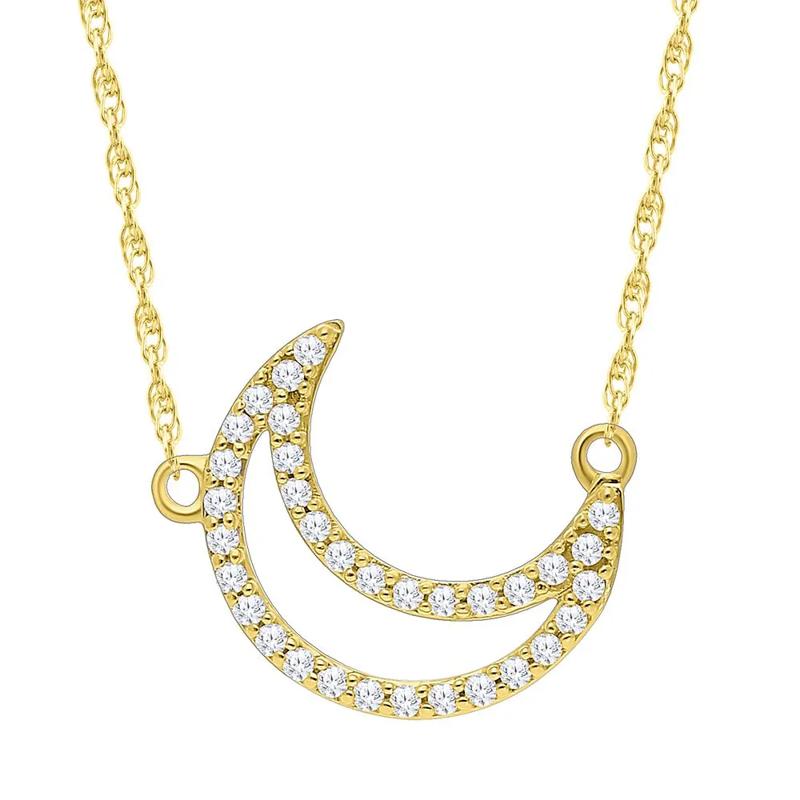 Diamond Moon Necklace in 10K Yellow Gold – Image 1 of 3