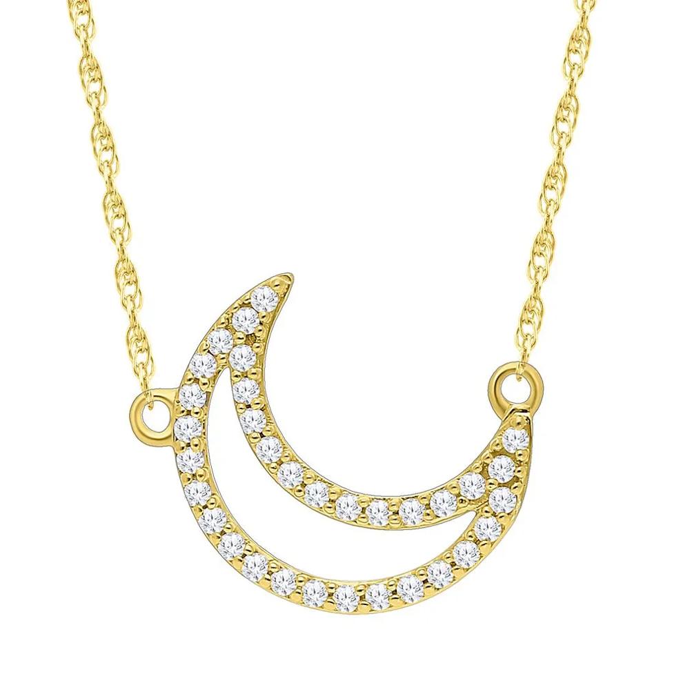 Diamond Moon Necklace in 10K Yellow Gold – Image 1 of 3