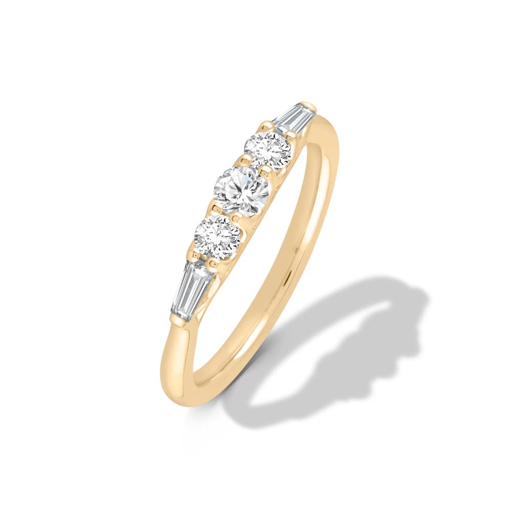 Lab Grown Diamond Round &amp; Baguette Band in 10K Yellow Gold (5/8 ct. tw.) – Image 4 of 4
