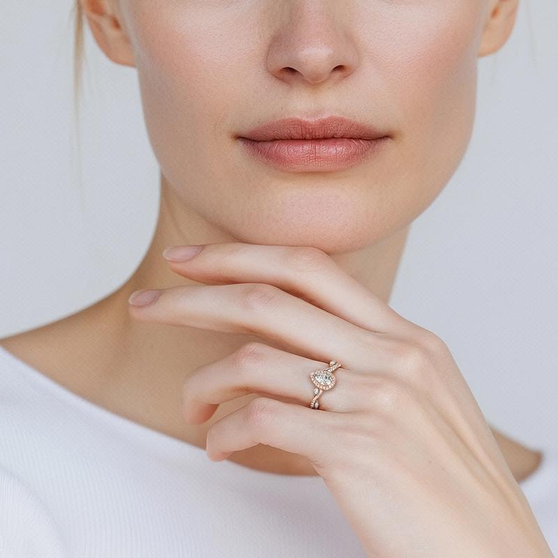 Pear-Shaped Diamond Engagement Ring with Halo in 14K Yellow Gold (3/4 ct. tw.) – Image 5 of 5