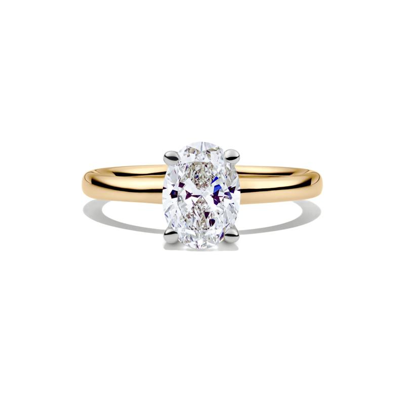 Diamond Oval Solitaire Engagement Ring in 14K Yellow Gold &#40;1 1/2 ct.&#41; – Image 1 of 5