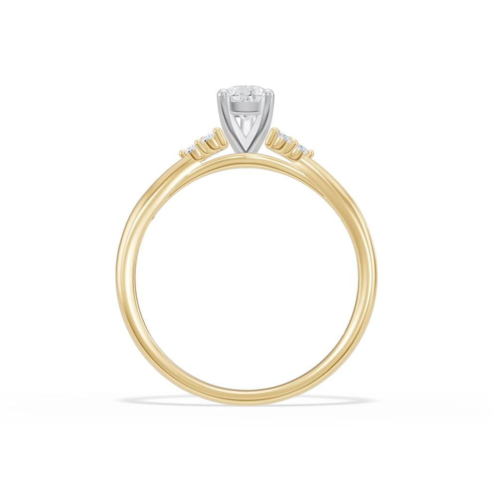 Lab Grown Diamond Pear-Shaped Center Promise Ring in 10K Yellow &amp; White Gold (1/2 ct. tw.) – Image 2 of 4