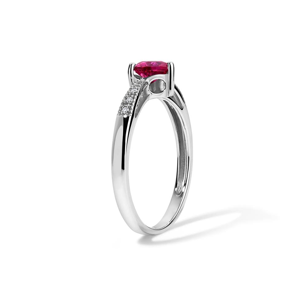 Lab-Created Ruby &amp; Lab-Created White Sapphire Heart Ring in 10K White Gold – Image 3 of 4
