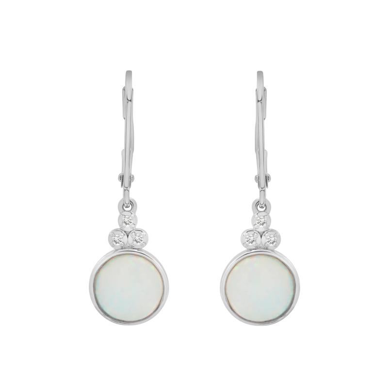 Lab-Created Opal and Diamond Accent Drop Earrings in Sterling Silver – Image 2 of 2