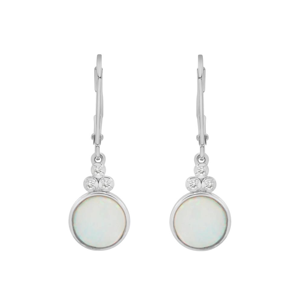 Lab-Created Opal and Diamond Accent Drop Earrings in Sterling Silver – Image 2 of 2