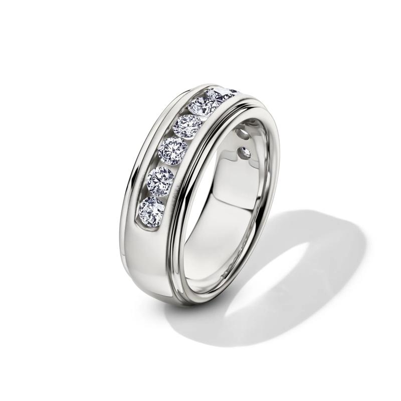 Men&rsquo;s Lab Grown Diamond Wedding Band with Channel Setting in 10K White Gold &#40;1 1/2 ct. tw.&#41; – Image 4 of 4