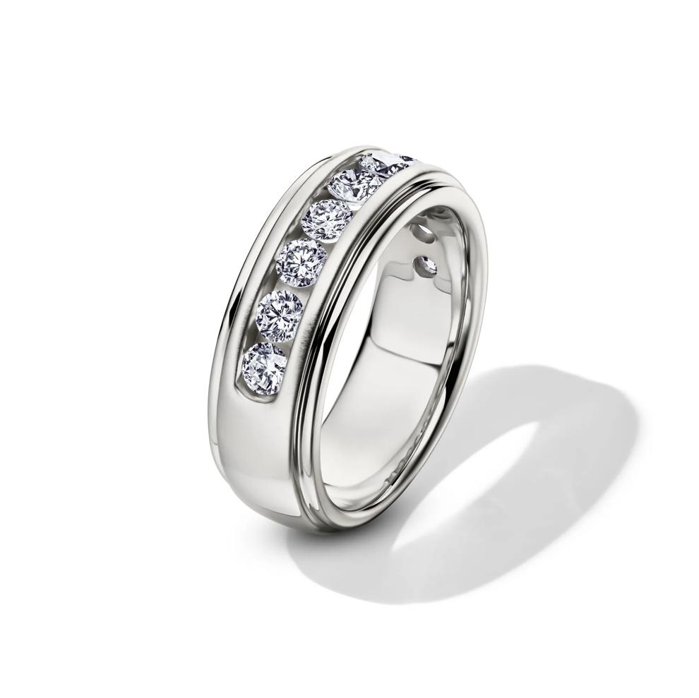Men&rsquo;s Lab Grown Diamond Wedding Band with Channel Setting in 10K White Gold (1 1/2 ct. tw.) – Image 4 of 4