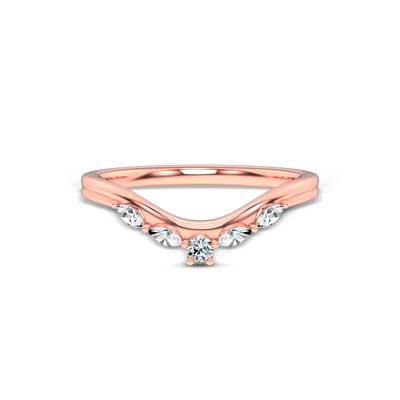 Lab Grown Diamond Marquise & Round Bold Contour Band in 10K Rose Gold (1/7 ct. tw.)