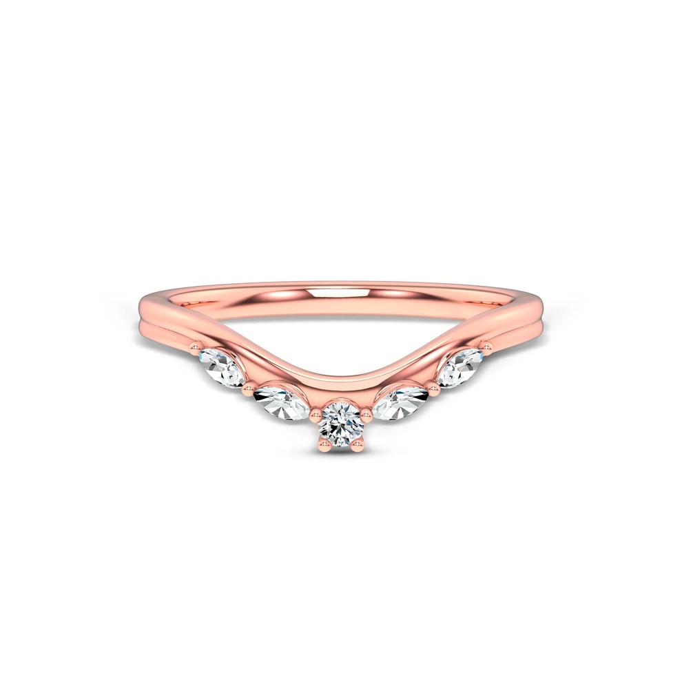 Lab Grown Diamond Marquise &amp; Round Bold Contour Band in 10K Rose Gold (1/7 ct. tw.) – Image 1 of 4
