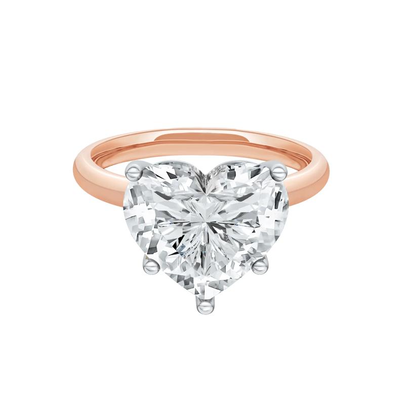 Lab Grown Diamond Heart-Shaped Solitaire Ring in 14K Rose &amp; White Gold &#40;5 ct.&#41; – Image 1 of 4