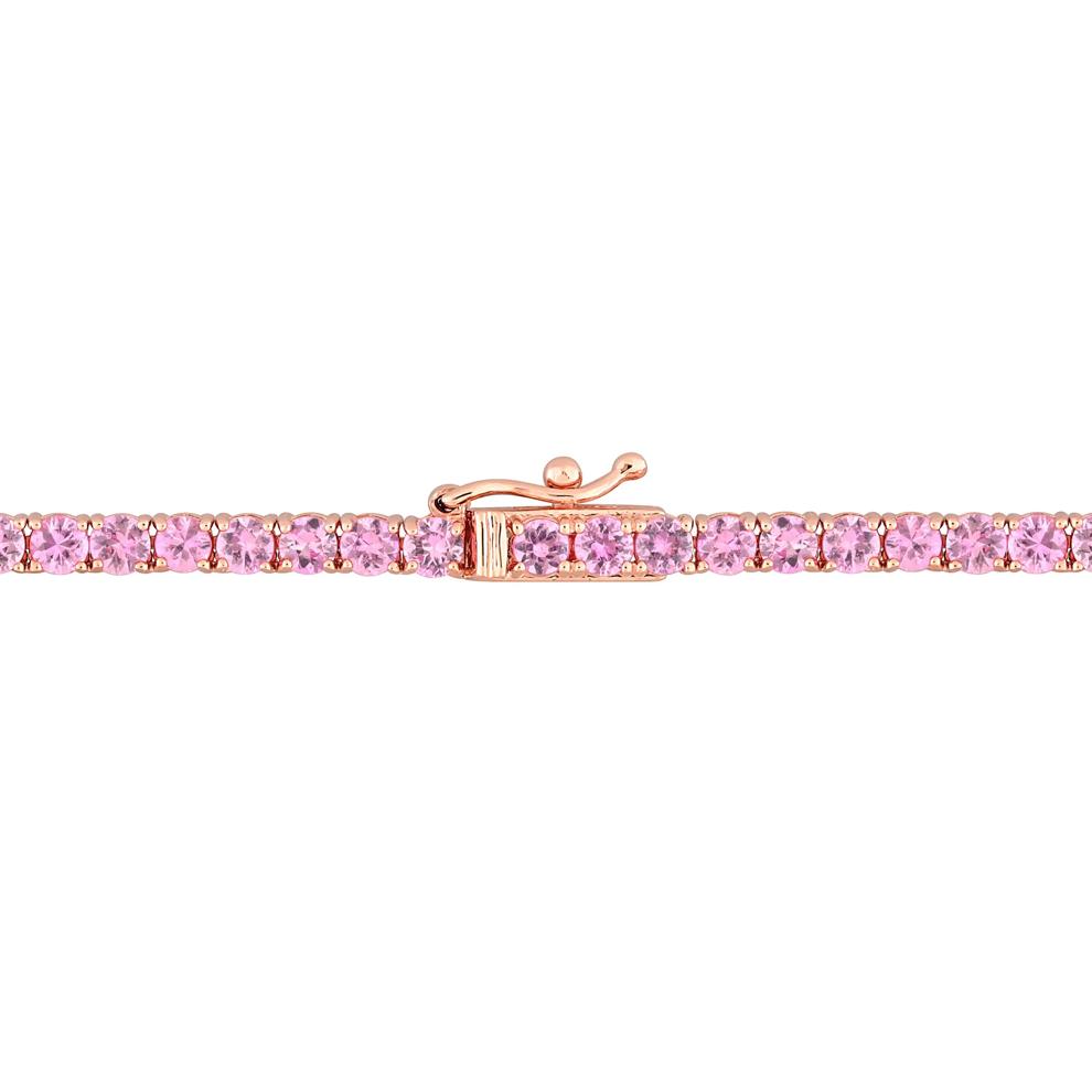 Pink Sapphire Tennis Necklace in 14K Rose Gold – Image 3 of 3