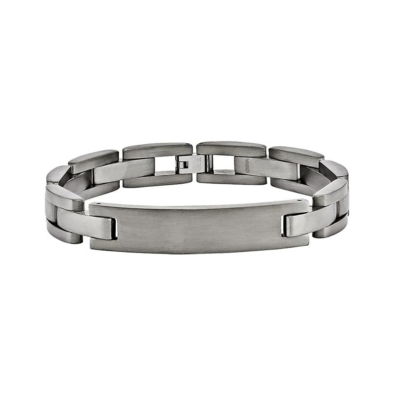 Men&#39;s Brushed ID Bracelet in Titanium – Image 1 of 1