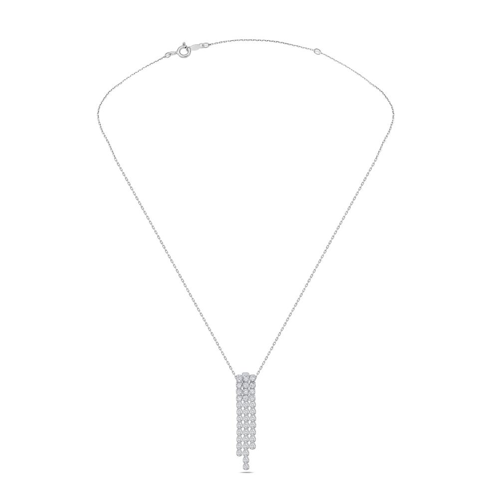 Diamond Three-Line Drop Pendant Necklace in 14K White Gold (1/2 ct. tw.) – Image 3 of 4