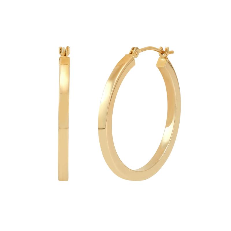 Polished Round Square Hoop Earrings in 14K Yellow Gold, 25MM – Image 1 of 2