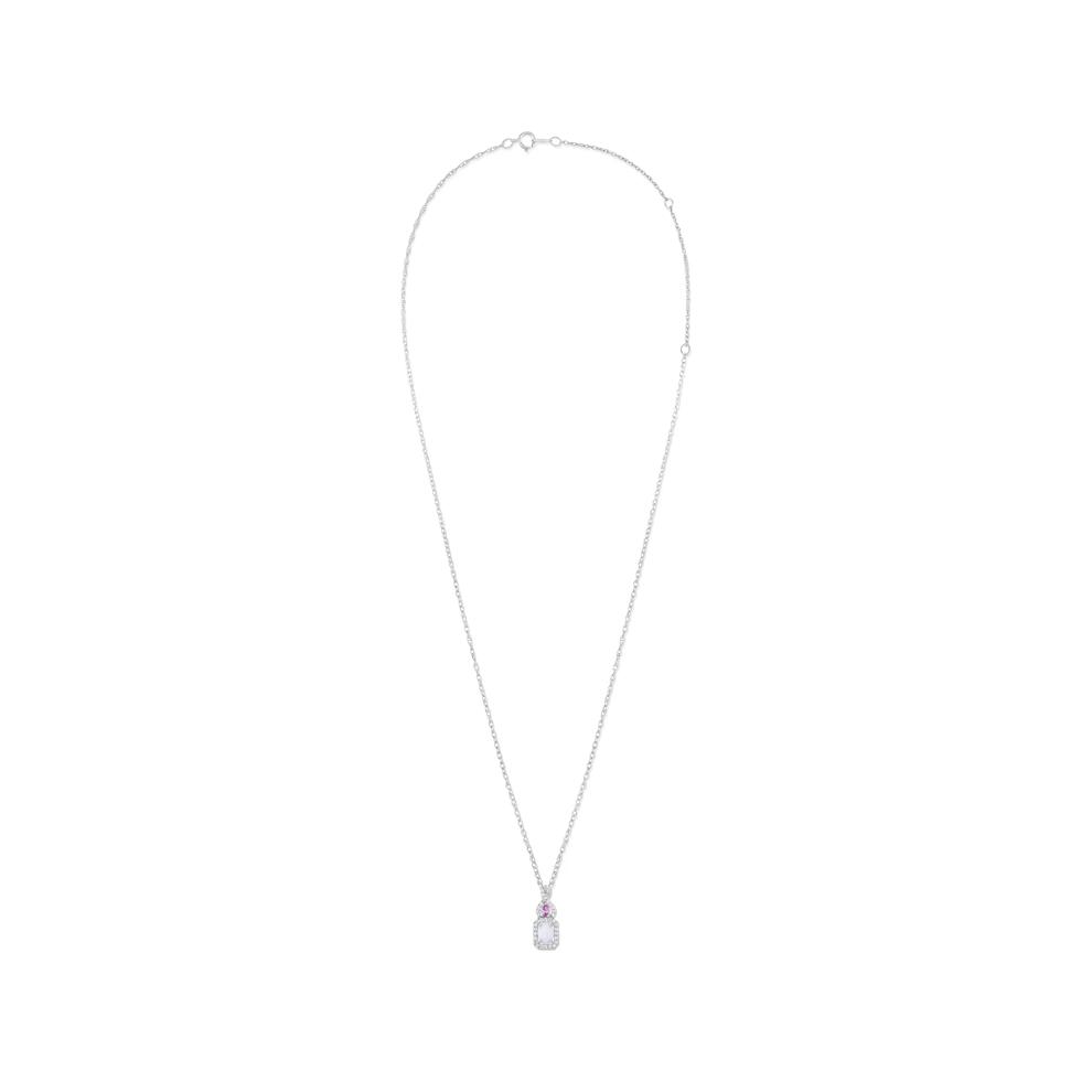 Lab-Created Opal &amp; Lab-Created Pink &amp; White Sapphire Pendant Necklace in Sterling Silver – Image 3 of 4