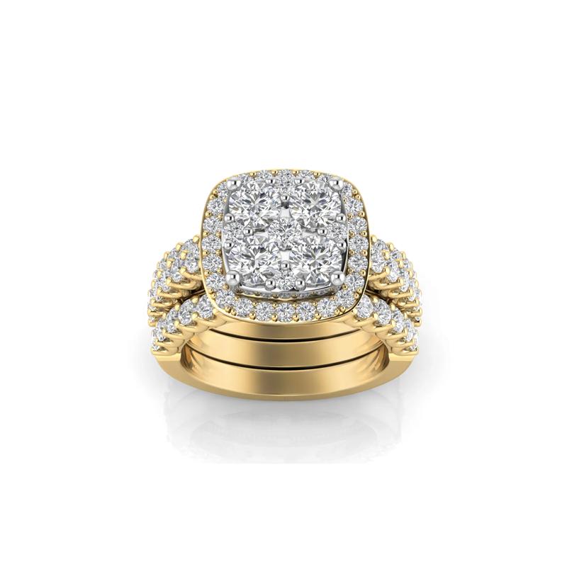 Lab Grown Multi-Diamond Engagement Ring Set in 10K Yellow Gold &#40;3 ct. tw.&#41; – Image 1 of 3