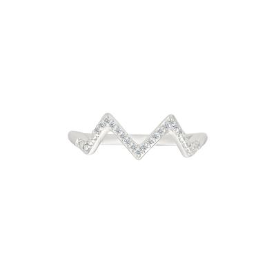 Diamond Accent Zig-Zag Pinky Ring in Sterling Silver