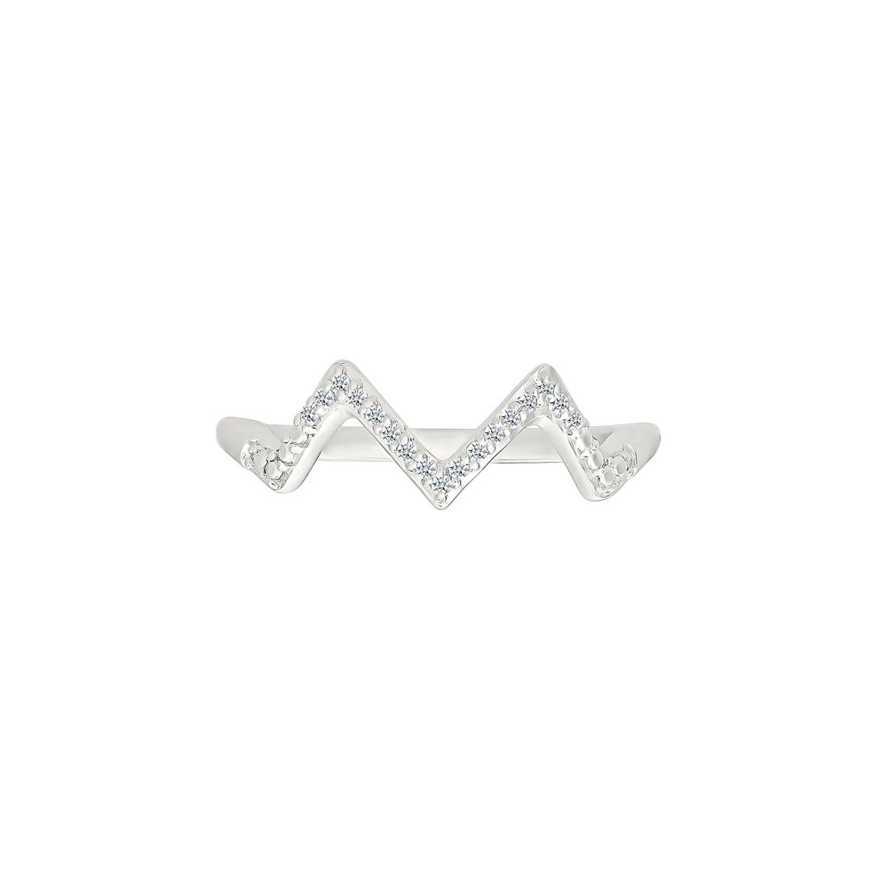 Diamond Accent Zig-Zag Pinky Ring in Sterling Silver – Image 1 of 4