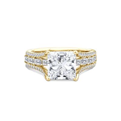 Lab Grown Diamond Princess-Cut Center Engagement Ring in 10K Yellow Gold (3 3/4 ct. tw.)