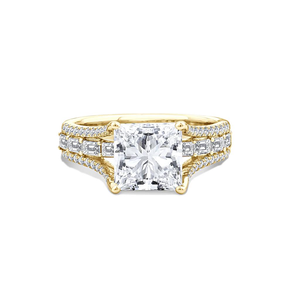 Lab Grown Diamond Princess-Cut Center Engagement Ring in 10K Yellow Gold (3 3/4 ct. tw.) – Image 1 of 4