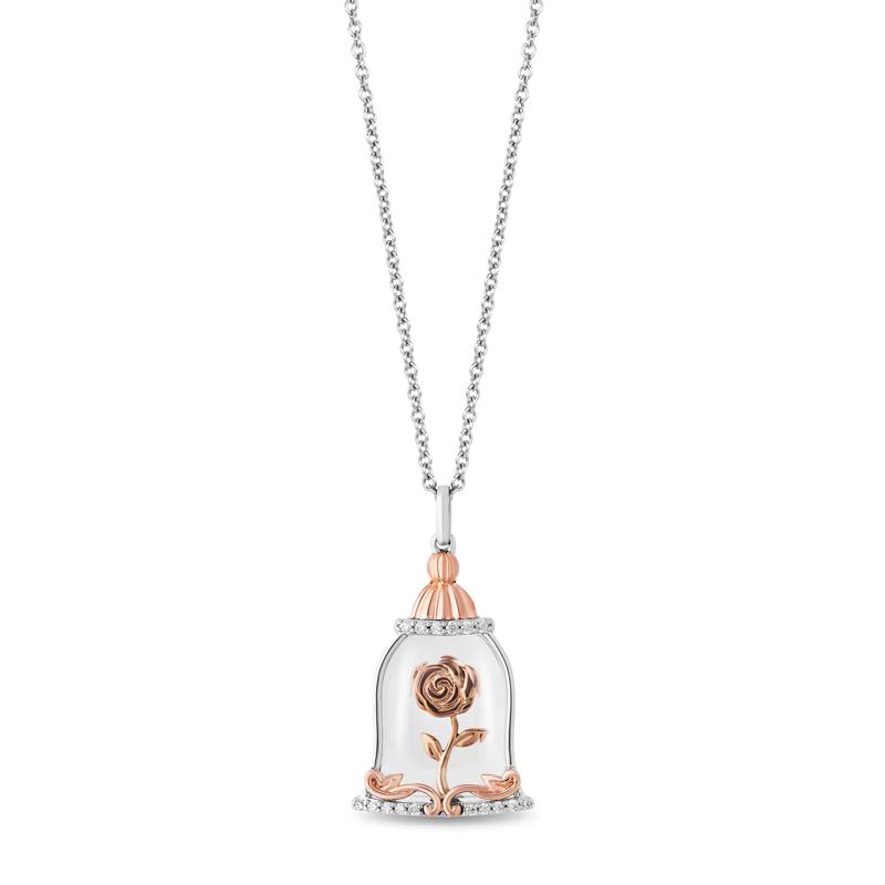 Belle Enchanted Rose Diamond and White Topaz Pendant in Sterling Silver and 10K Rose Gold &#40;1/10 ct. tw.&#41; – Image 1 of 1