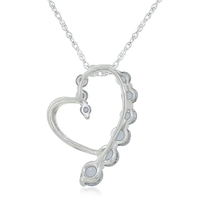 Lab Created White Sapphire Heart Pendant in Sterling Silver – Image 3 of 3