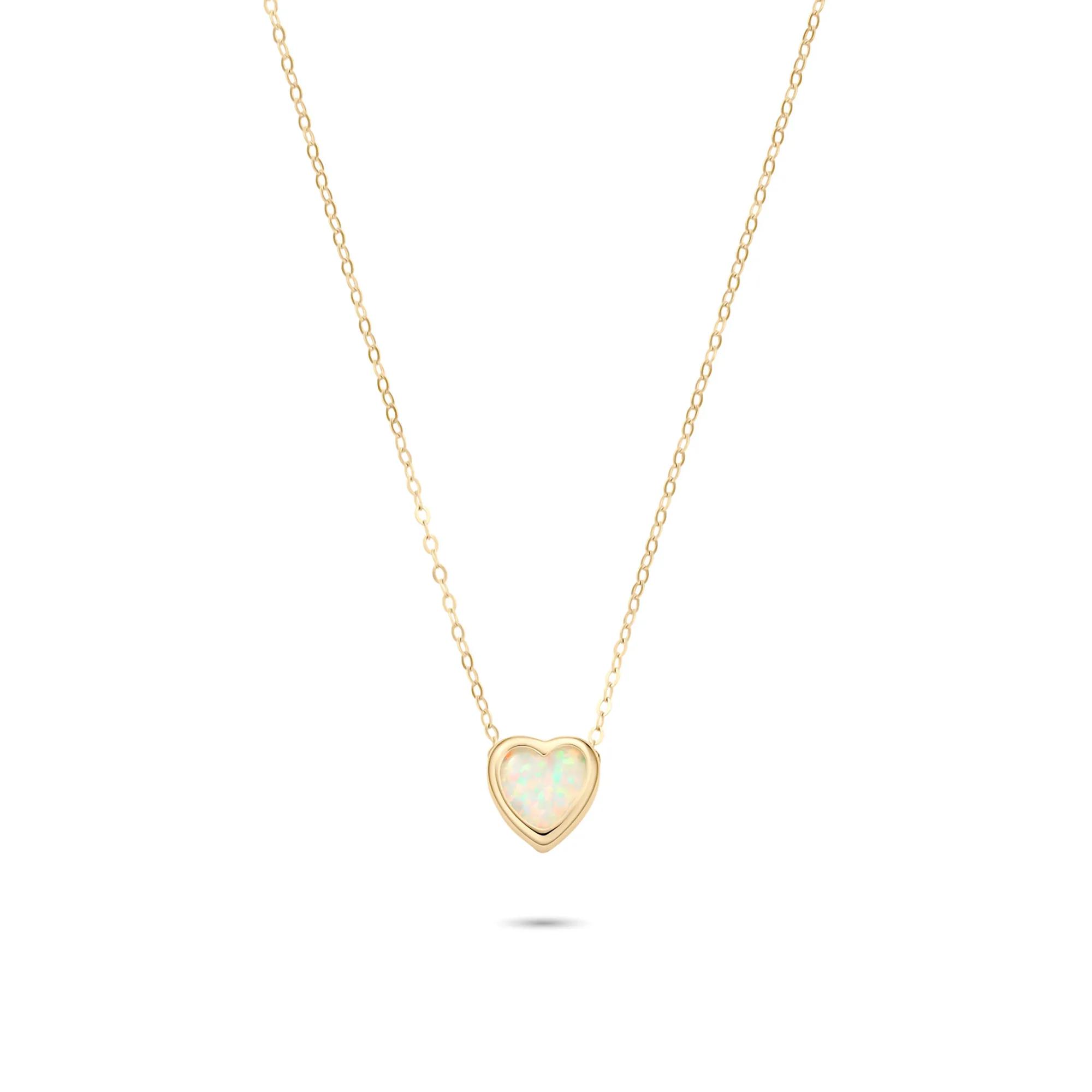 Gemstone Bezel Heart Necklace in 10K Yellow Gold