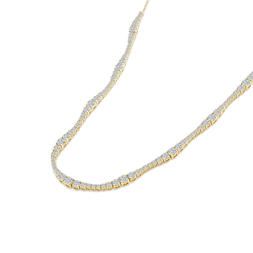 Lab Grown Diamond Frontal Wave Necklace in 10K Yellow Gold (5 ct. tw.) – Image 3 of 4