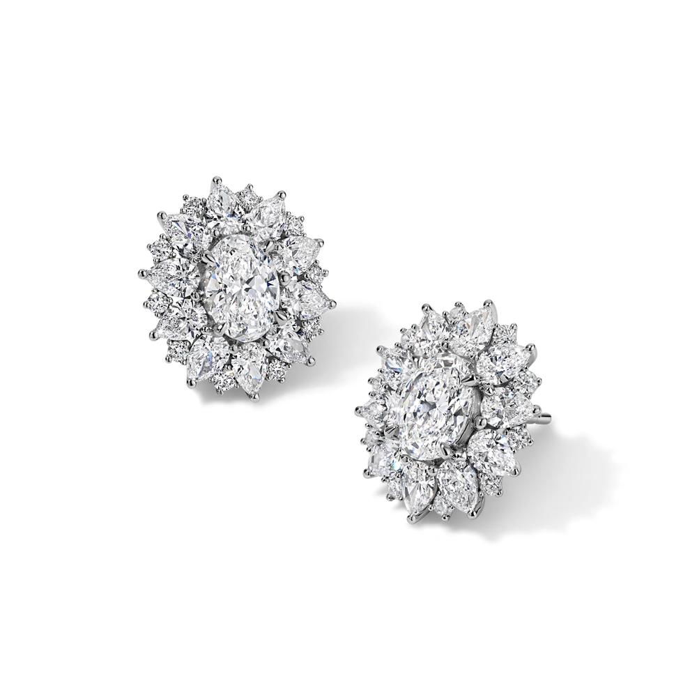 Lab Grown Diamond Double Halo Stud Earrings in 10K White Gold (2 3/4 ct. tw.) – Image 1 of 2