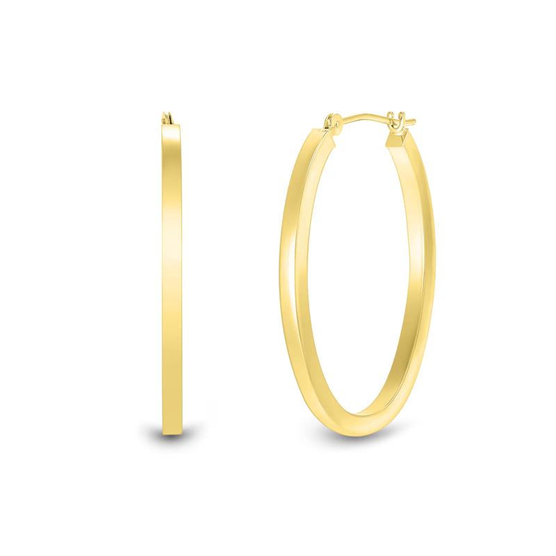 Oval Polished Hoop Earrings in 14K Yellow Gold – Image 1 of 2