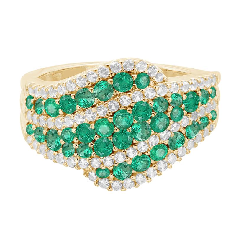 Emerald and Diamond Ring in 10K Yellow Gold (1/2 ct. tw.) – Image 1 of 3