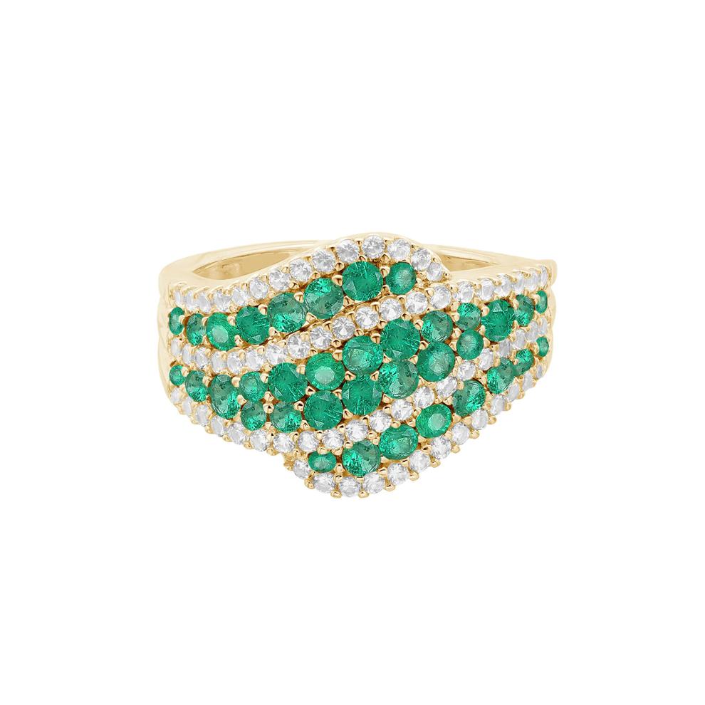 Emerald and Diamond Ring in 10K Yellow Gold (1/2 ct. tw.) – Image 1 of 3