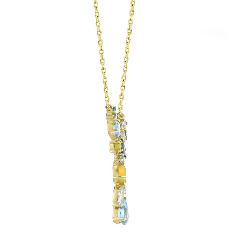 Ethiopian Opal, Diamond and Blue Topaz Necklace in 10K Yellow Gold – Image 2 of 3