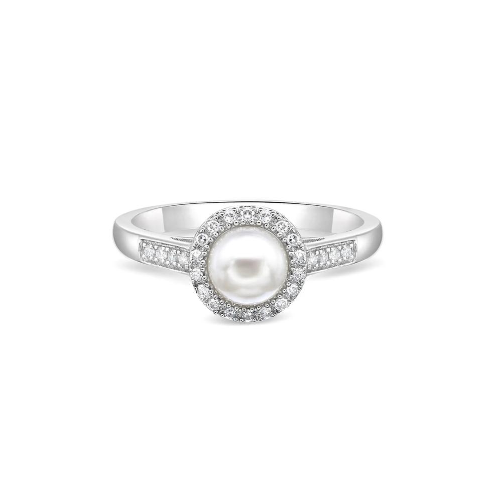 Freshwater Cultured Pearl &amp; 1/8 ct. tw. Diamond Ring in Sterling Silver  – Image 1 of 3