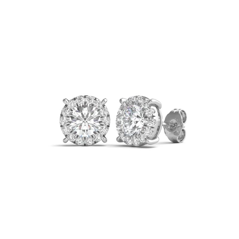 Lab Grown Diamond Round Halo Earrings in 14K White Gold (2 ct. tw.) – Image 1 of 1