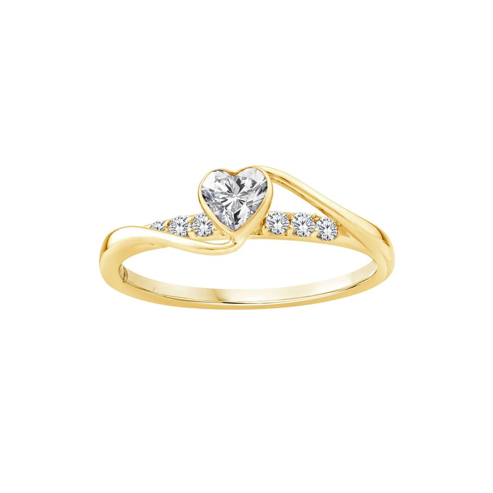 Diamond Heart Promise Ring in 10K Yelllow Gold (3/8 ct. tw.) – Image 1 of 3
