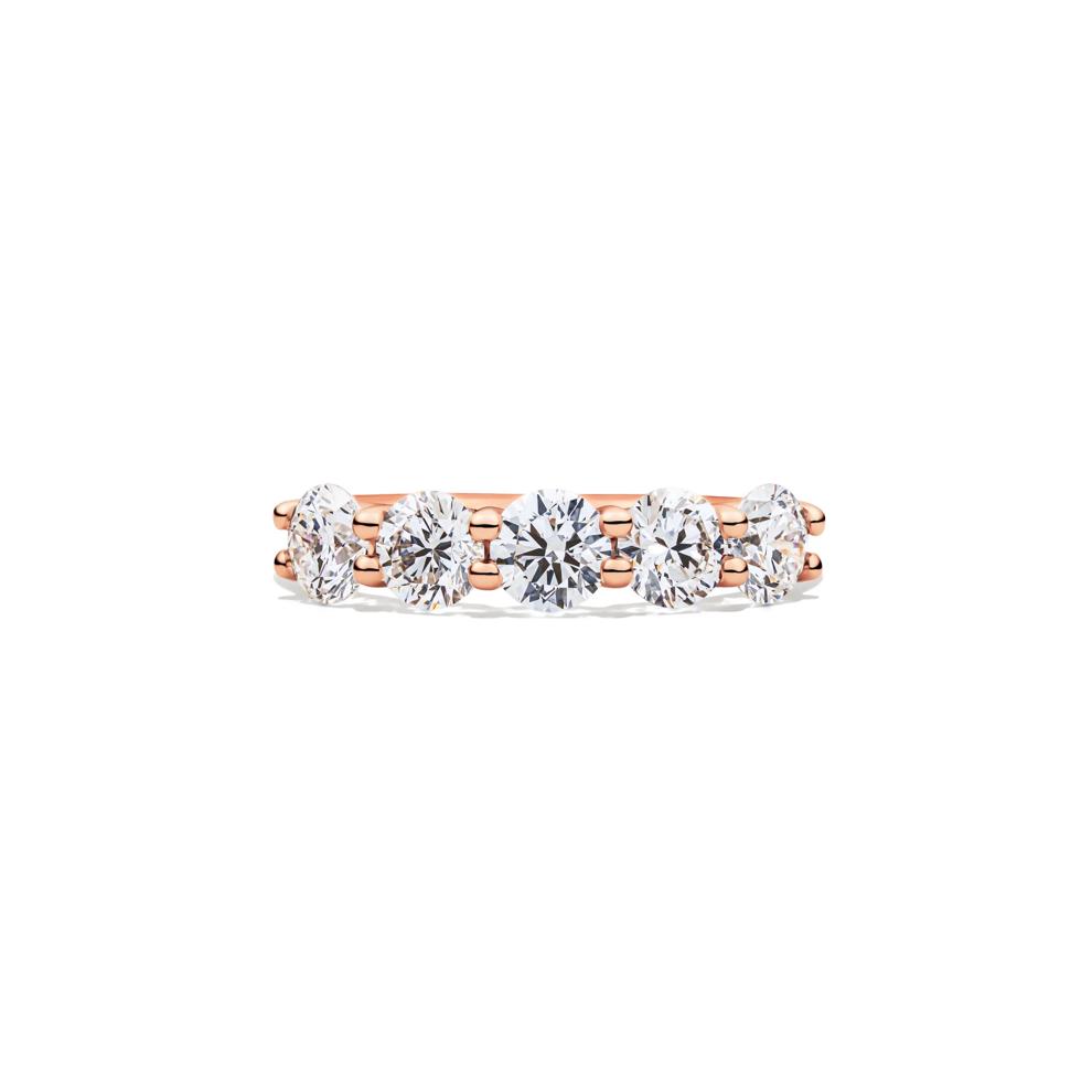 Lab Grown Diamond Five-Stone Round Anniversary Band in 14K Rose Gold (1 1/2 ct. tw.) – Image 1 of 4