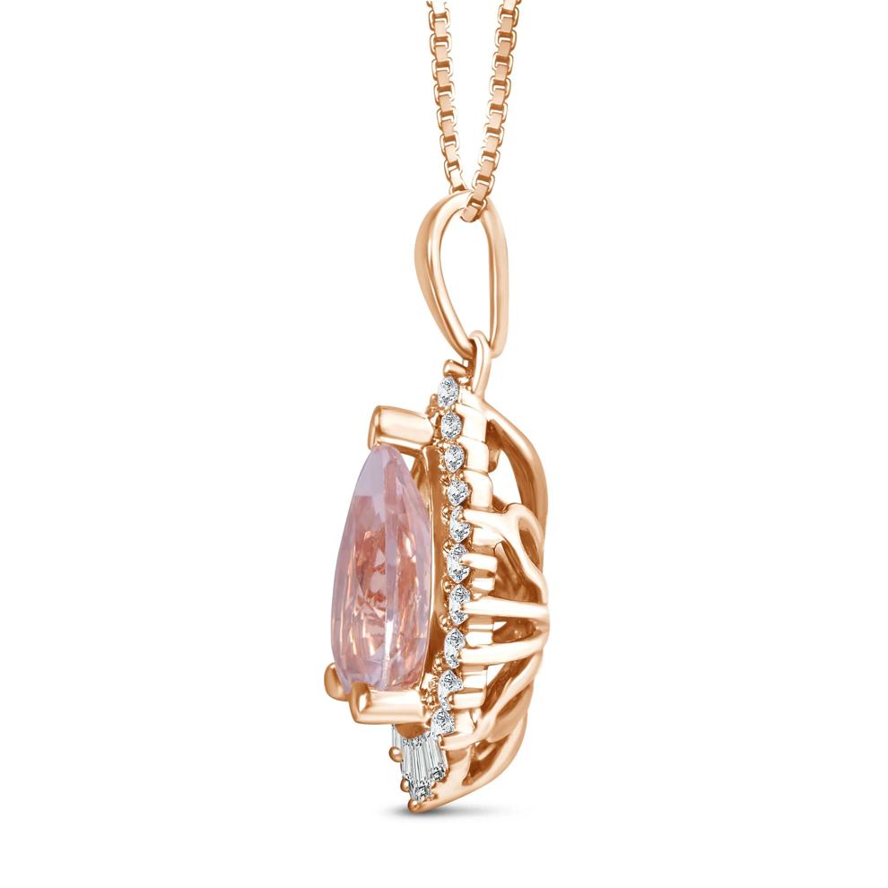 Morganite &amp; Diamond Halo Pendant in 10K Rose Gold (1/4 ct. tw.) – Image 2 of 2