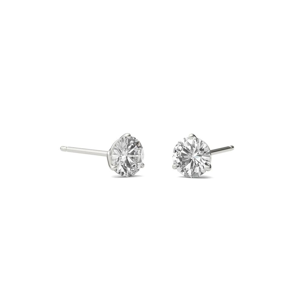 Round Moissanite Martini Stud Earrings in 14K White Gold (1 ct. dew) – Image 4 of 6
