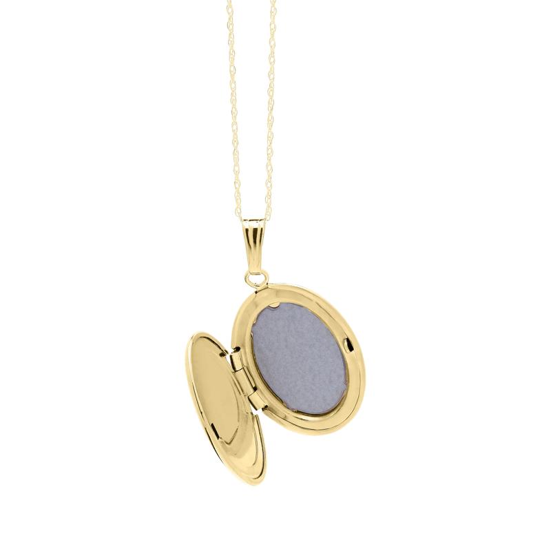 Blue Agate Mother and Child Locket Pendant in 14K Yellow Gold – Image 4 of 4
