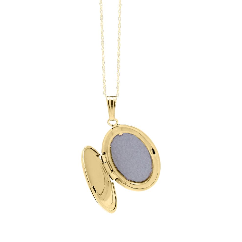 Blue Agate Mother and Child Locket Pendant in 14K Yellow Gold – Image 4 of 4
